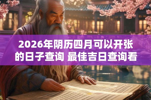 2026年阴历四月可以开张的日子查询 最佳吉日查询看八字 2026年阴历四月可以开张的日子查询 最佳吉日查询看八字