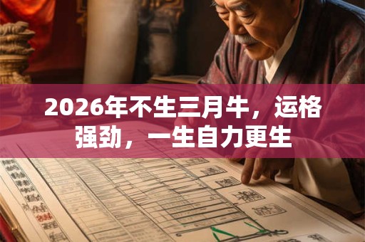 2026年不生三月牛，运格强劲，一生自力更生