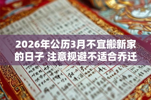 2026年公历3月不宜搬新家的日子 注意规避不适合乔迁的日子