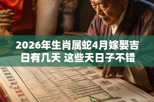 2026年生肖属蛇4月嫁娶吉日有几天 这些天日子不错 2026年生肖属蛇4月嫁娶吉日有几天 这些天日子不错