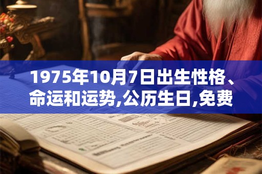 1975年10月7日出生性格、命运和运势,公历生日,免费算命