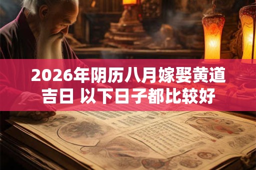 2026年阴历八月嫁娶黄道吉日 以下日子都比较好 2026年阴历八月嫁娶黄道吉日 以下日子都比较好