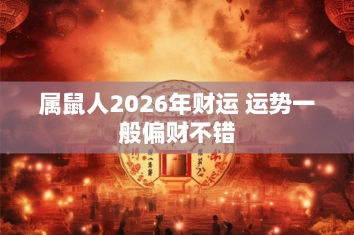 属鼠人2026年财运 运势一般偏财不错 属鼠人2026年财运 运势一般偏财不错