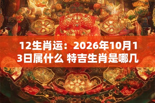 12生肖运：2026年10月13日属什么 特吉生肖是哪几个
