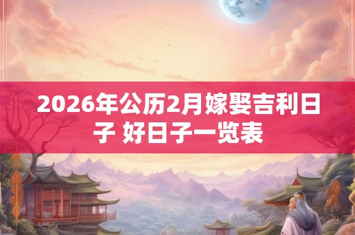 2026年公历2月嫁娶吉利日子 好日子一览表 2026年公历2月嫁娶吉利日子 好日子一览表