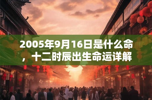2005年9月16日是什么命，十二时辰出生命运详解