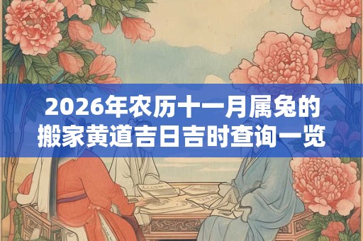 2026年农历十一月属兔的搬家黄道吉日吉时查询一览表 2026年农历十一月属兔的搬家黄道吉日吉时查询一览表