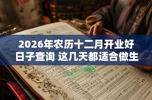 2026年农历十二月开业好日子查询 这几天都适合做生意