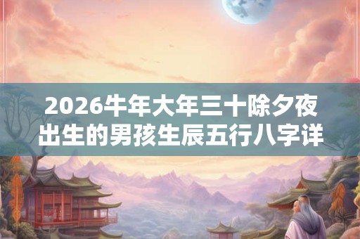 2026牛年大年三十除夕夜出生的男孩生辰五行八字详解