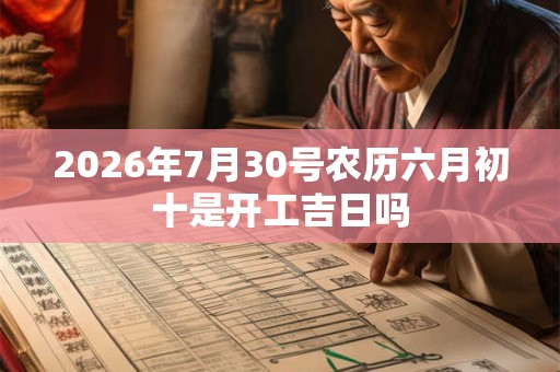 2026年7月30号农历六月初十是开工吉日吗