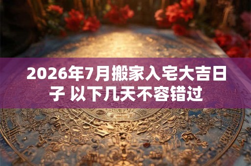 2026年7月搬家入宅大吉日子 以下几天不容错过 2026年7月搬家入宅大吉日子 以下几天不容错过