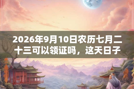 2026年9月10日农历七月二十三可以领证吗，这天日子好吗