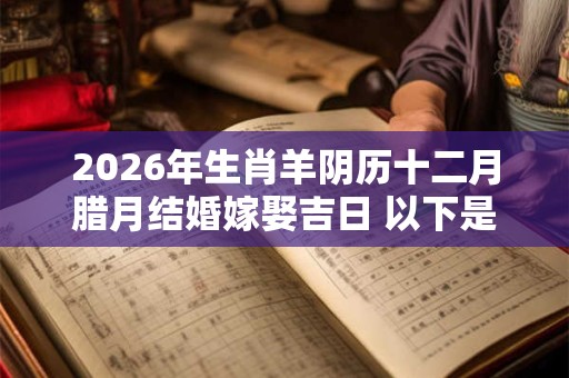 2026年生肖羊阴历十二月腊月结婚嫁娶吉日 以下是好日子 2026年生肖羊阴历十二月腊月结婚嫁娶吉日 以下是好日子
