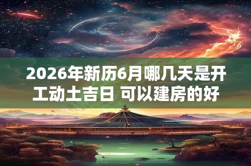 2026年新历6月哪几天是开工动土吉日 可以建房的好日子 2026年新历6月哪几天是开工动土吉日 可以建房的好日子