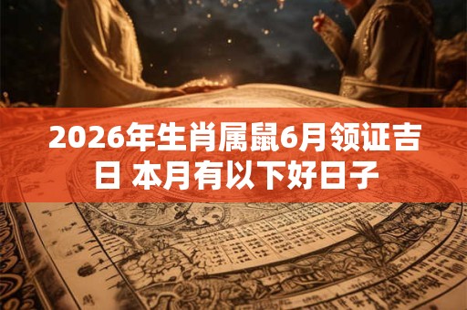 2026年生肖属鼠6月领证吉日 本月有以下好日子