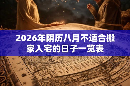 2026年阴历八月不适合搬家入宅的日子一览表 2026年阴历八月不适合搬家入宅的日子一览表