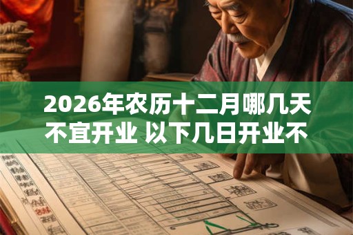 2026年农历十二月哪几天不宜开业 以下几日开业不吉