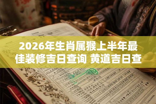 2026年生肖属猴上半年最佳装修吉日查询 黄道吉日查询 2026年生肖属猴上半年最佳装修吉日查询 黄道吉日查询