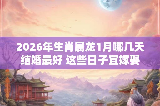 2026年生肖属龙1月哪几天结婚最好 这些日子宜嫁娶 2026年生肖属龙1月哪几天结婚最好 这些日子宜嫁娶