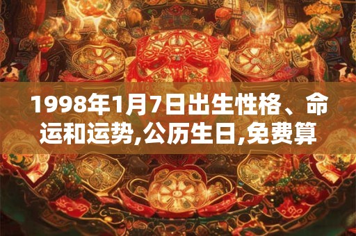 1998年1月7日出生性格、命运和运势,公历生日,免费算命