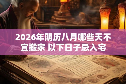 2026年阴历八月哪些天不宜搬家 以下日子忌入宅