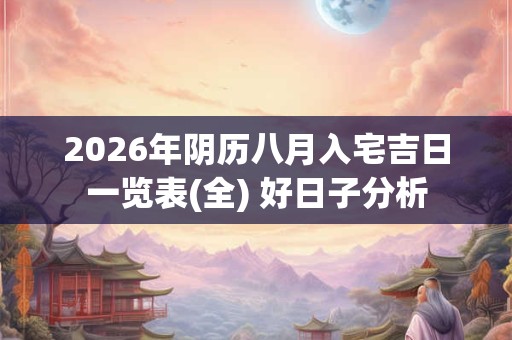 2026年阴历八月入宅吉日一览表(全) 好日子分析 2026年阴历八月入宅吉日一览表(全) 好日子分析
