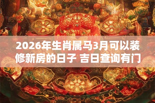 2026年生肖属马3月可以装修新房的日子 吉日查询有门道