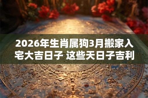 2026年生肖属狗3月搬家入宅大吉日子 这些天日子吉利 2026年生肖属狗3月搬家入宅大吉日子 这些天日子吉利