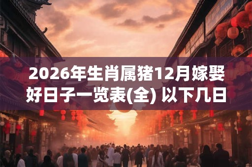 2026年生肖属猪12月嫁娶好日子一览表(全) 以下几日为好日子 2026年生肖属猪12月嫁娶好日子一览表(全) 以下几日为好日子