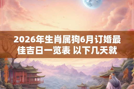 2026年生肖属狗6月订婚最佳吉日一览表 以下几天就不错 2026年生肖属狗6月订婚最佳吉日一览表 以下几天就不错