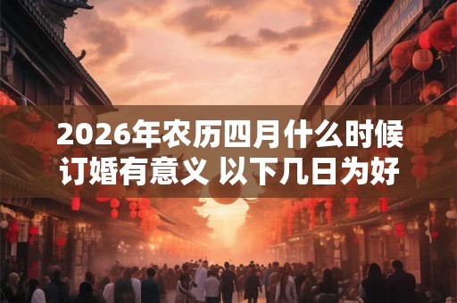 2026年农历四月什么时候订婚有意义 以下几日为好日子 2026年农历四月什么时候订婚有意义 以下几日为好日子