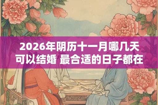 2026年阴历十一月哪几天可以结婚 最合适的日子都在这里 2026年阴历十一月哪几天可以结婚 最合适的日子都在这里