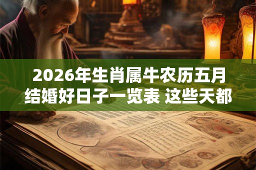 2026年生肖属牛农历五月结婚好日子一览表 这些天都是吉日
