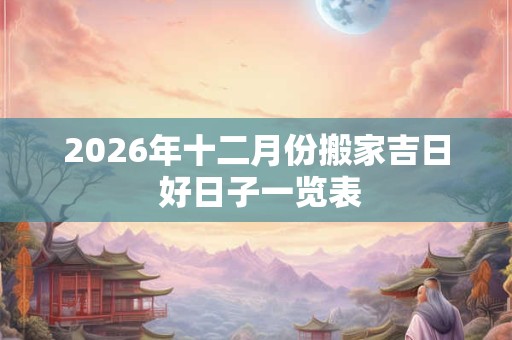 2026年十二月份搬家吉日 好日子一览表 2026年十二月份搬家吉日 好日子一览表