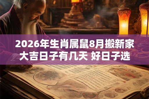 2026年生肖属鼠8月搬新家大吉日子有几天 好日子选择 2026年生肖属鼠8月搬新家大吉日子有几天 好日子选择