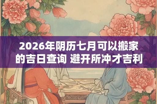 2026年阴历七月可以搬家的吉日查询 避开所冲才吉利
