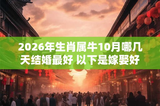 2026年生肖属牛10月哪几天结婚最好 以下是嫁娶好日子 2026年生肖属牛10月哪几天结婚最好 以下是嫁娶好日子