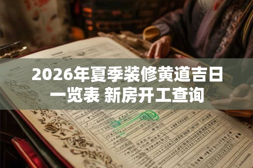 2026年夏季装修黄道吉日一览表 新房开工查询 2026年夏季装修黄道吉日一览表 新房开工查询
