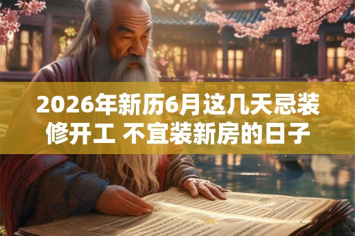 2026年新历6月这几天忌装修开工 不宜装新房的日子 2026年新历6月这几天忌装修开工 不宜装新房的日子