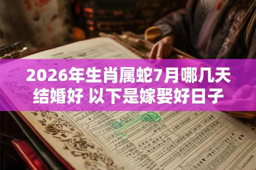 2026年生肖属蛇7月哪几天结婚好 以下是嫁娶好日子