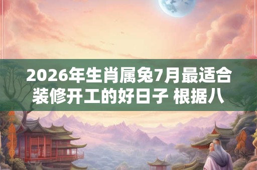 2026年生肖属兔7月最适合装修开工的好日子 根据八字查询