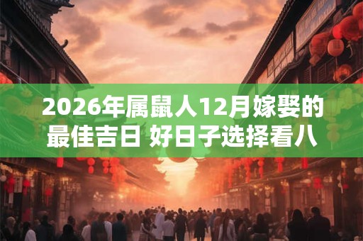 2026年属鼠人12月嫁娶的最佳吉日 好日子选择看八字