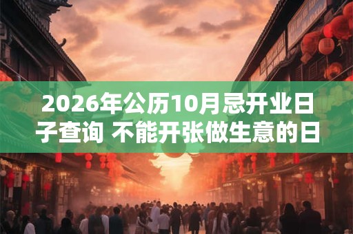 2026年公历10月忌开业日子查询 不能开张做生意的日子