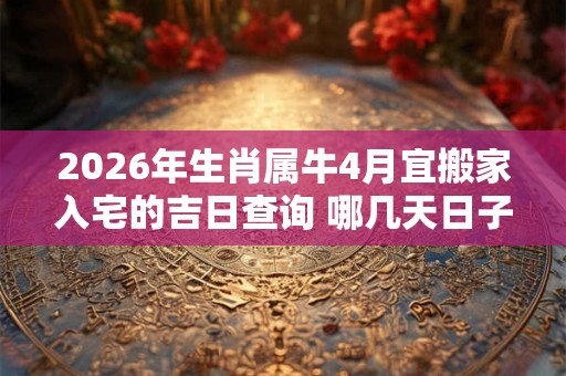 2026年生肖属牛4月宜搬家入宅的吉日查询 哪几天日子好 2026年生肖属牛4月宜搬家入宅的吉日查询 哪几天日子好