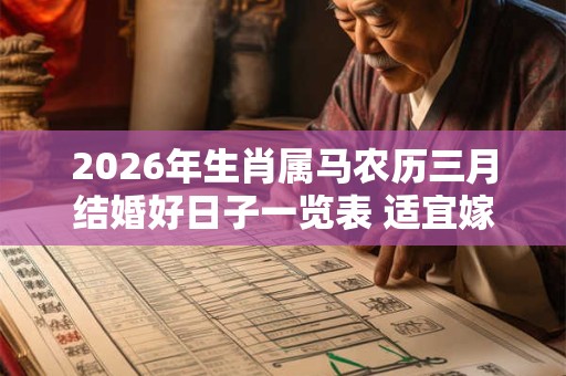 2026年生肖属马农历三月结婚好日子一览表 适宜嫁娶的吉日