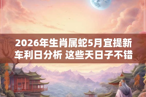 2026年生肖属蛇5月宜提新车利日分析 这些天日子不错 2026年生肖属蛇5月宜提新车利日分析 这些天日子不错