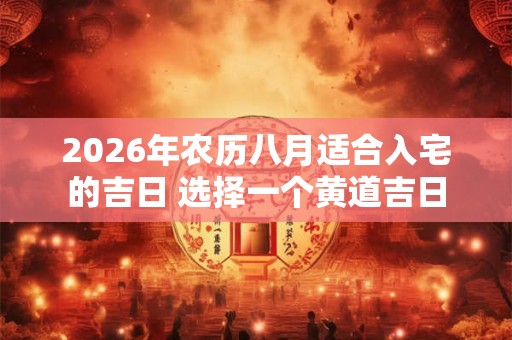 2026年农历八月适合入宅的吉日 选择一个黄道吉日