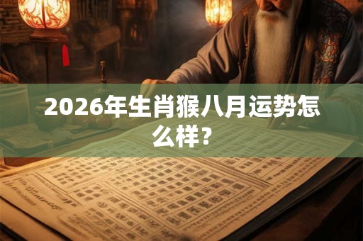 2026年生肖猴八月运势怎么样? 2026年生肖猴八月运势怎么样?