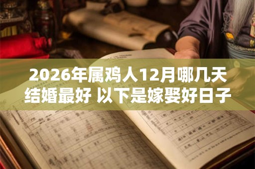 2026年属鸡人12月哪几天结婚最好 以下是嫁娶好日子 2026年属鸡人12月哪几天结婚最好 以下是嫁娶好日子