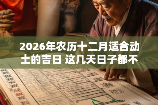 2026年农历十二月适合动土的吉日 这几天日子都不错 2026年农历十二月适合动土的吉日 这几天日子都不错